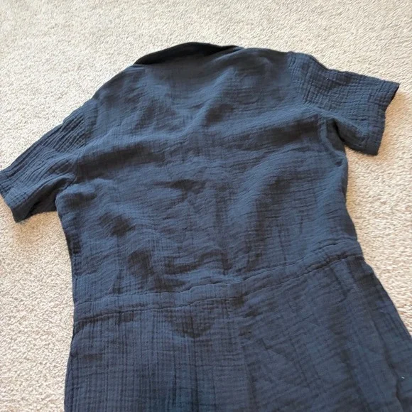 Eileen Fisher Cotton Gauze Jumpsuit Womens S Blue Beach Casual Short Sleeve - Picture 10 of 10
